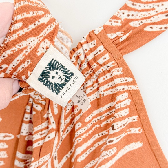 Anne Klein Terracotta Orange and White Patterned Maxi Dress - Picture 4 of 7